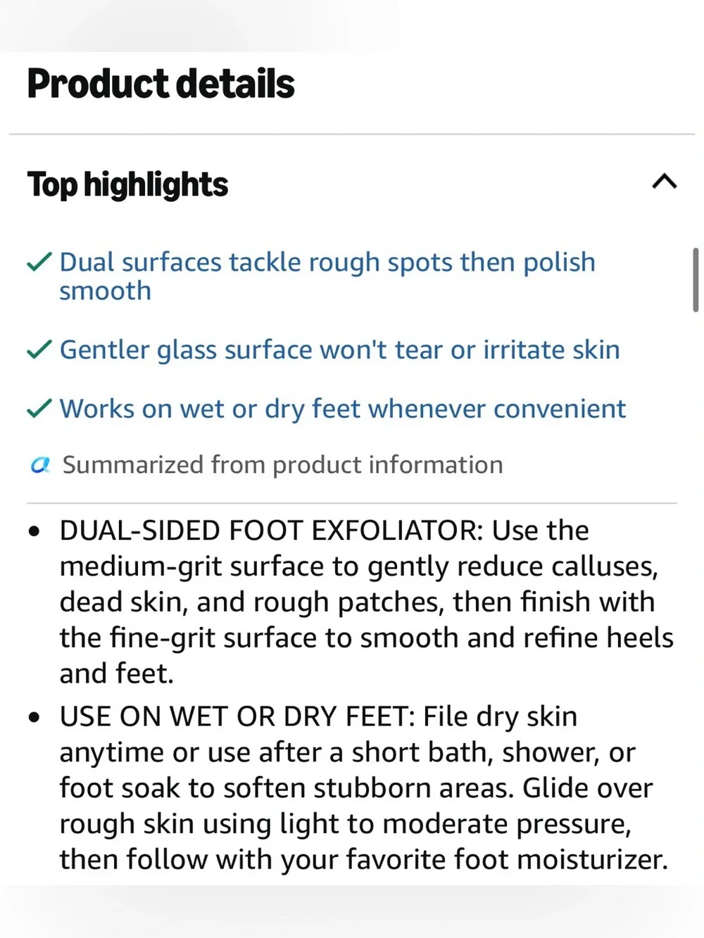 Czech Glass Foot Callus Remover with Sleeve, Sea Spritz